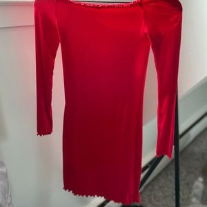 Off the shoulder red dress